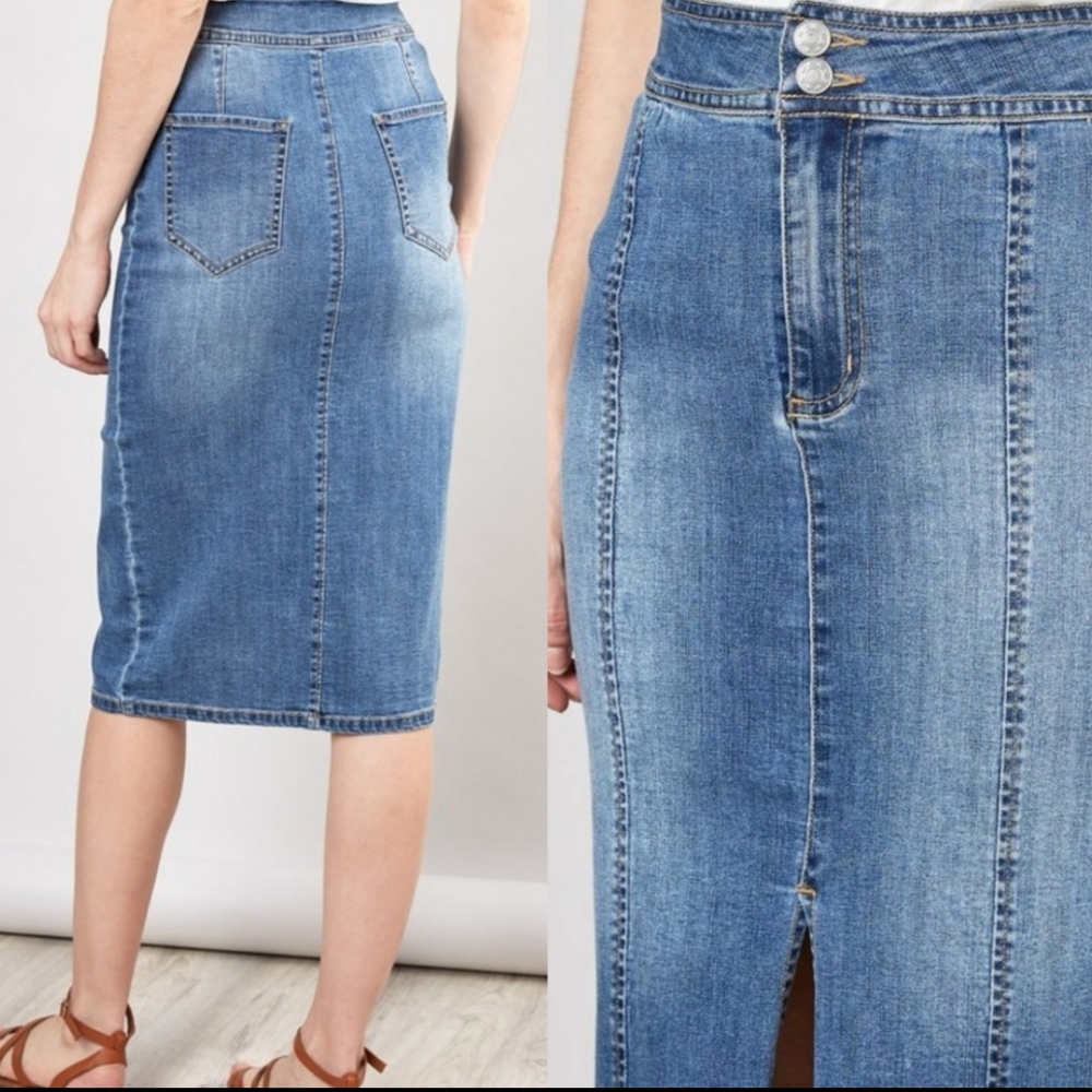 Denim Midi Skirt - Picture 2 of 3